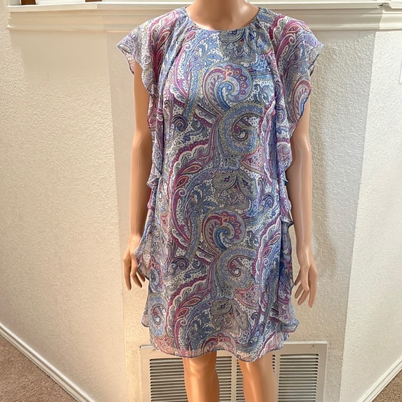 Lauren Ralph Lauren Petite Ruffled Georgette Shift Dress - Picture 3 of 9